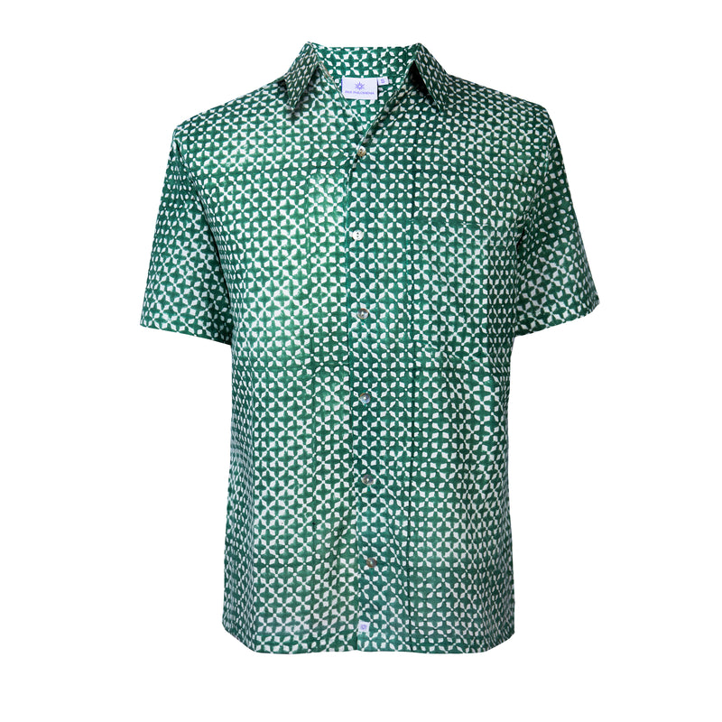 MyKonos Emerald Short Sleeve Men's Shirt AVAILABLE IN SMALL ONLY
