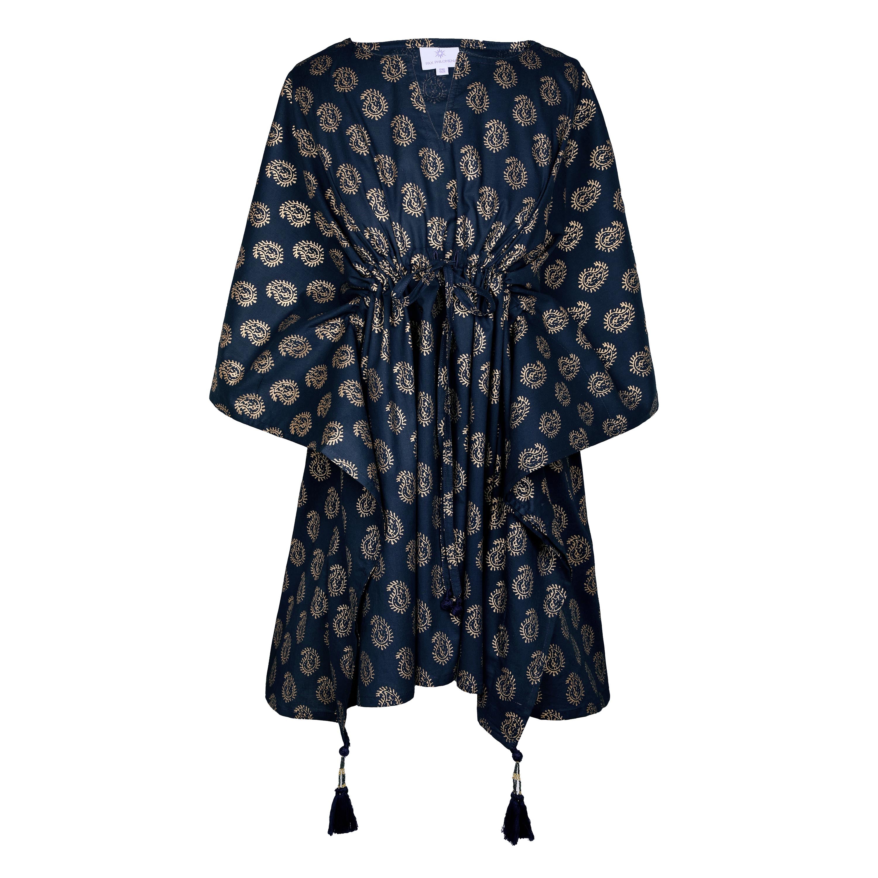 Nefertiti Navy Paisley Short Kaftan