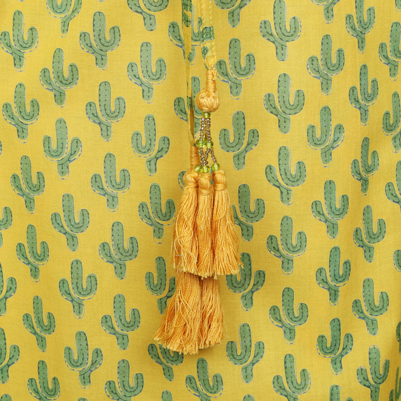 Prickly Pax Marigold Cactus Maxi Dress