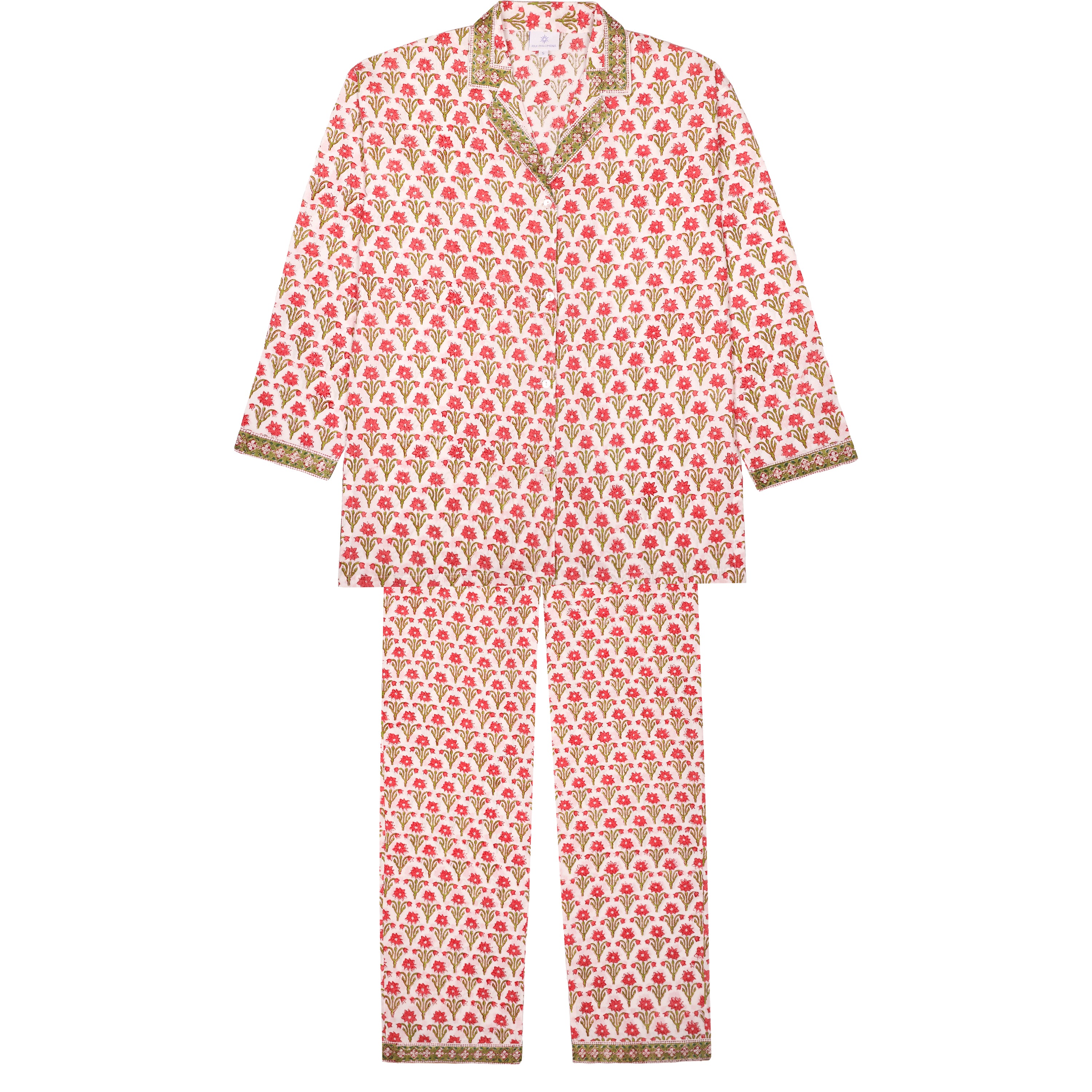 Priscilla Poppy Cotton Pajamas Long Sleeve