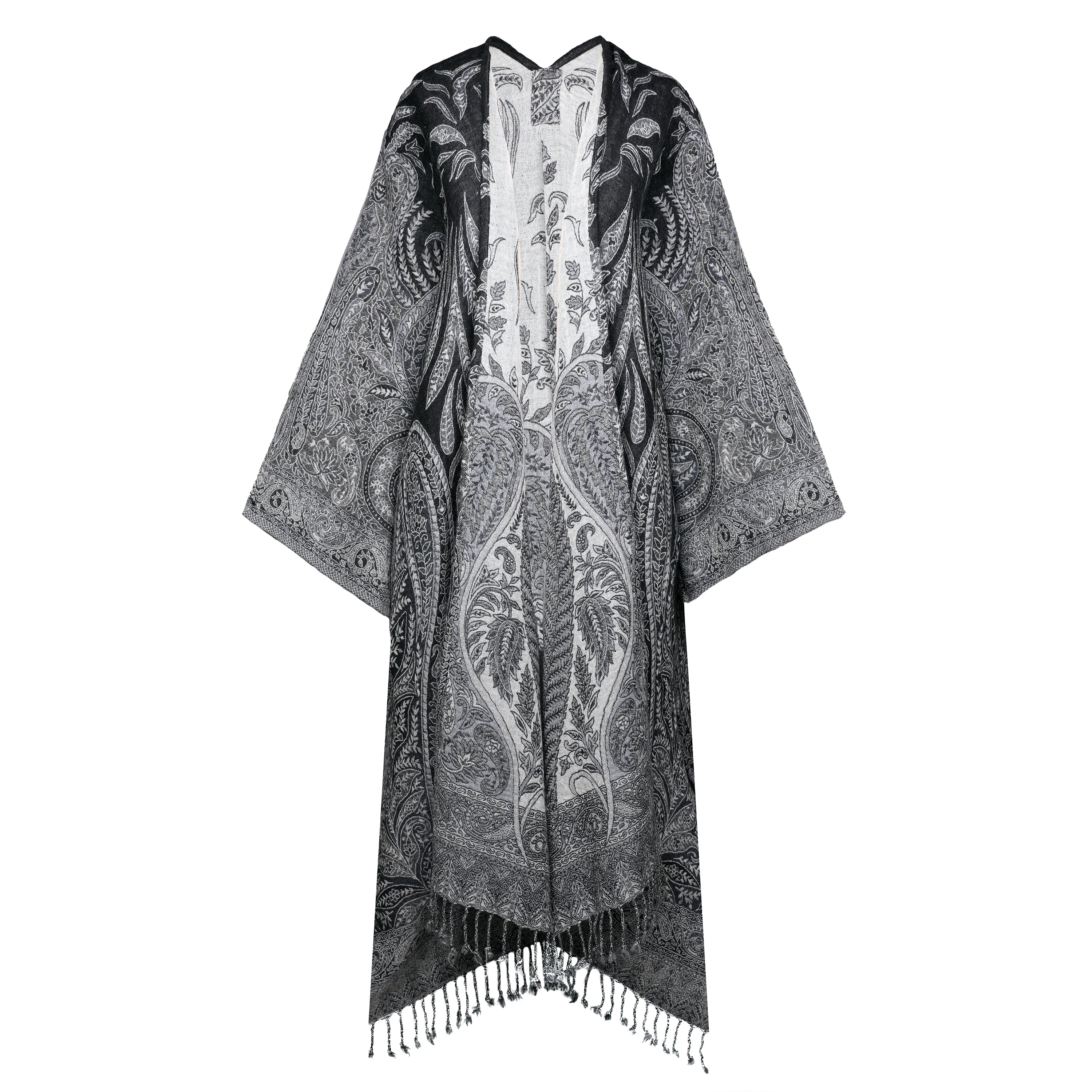 Pax Philomena Black Persian Paisley Kimono Coat