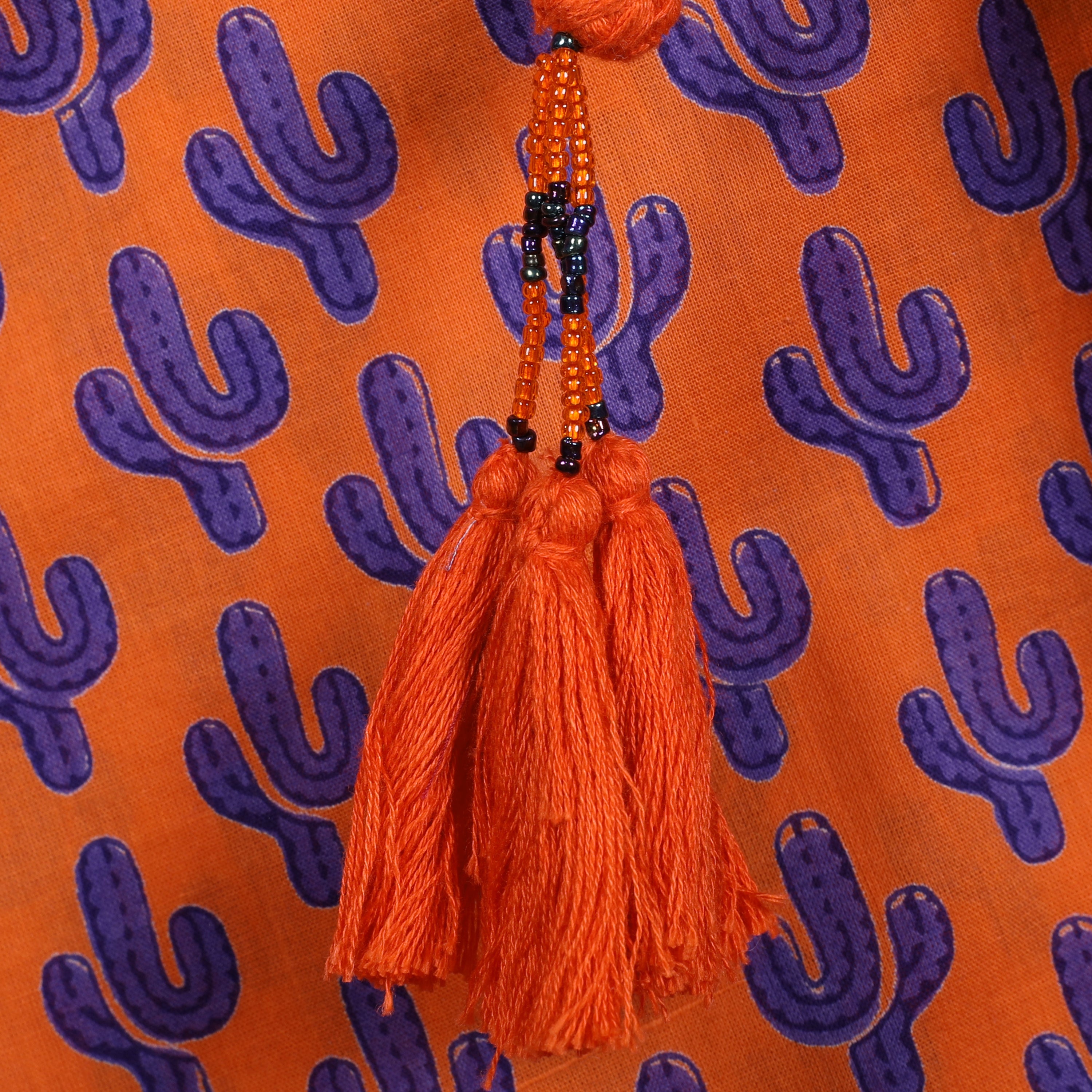 Phoenix Purple Cactus Midi Kaftan Dress
