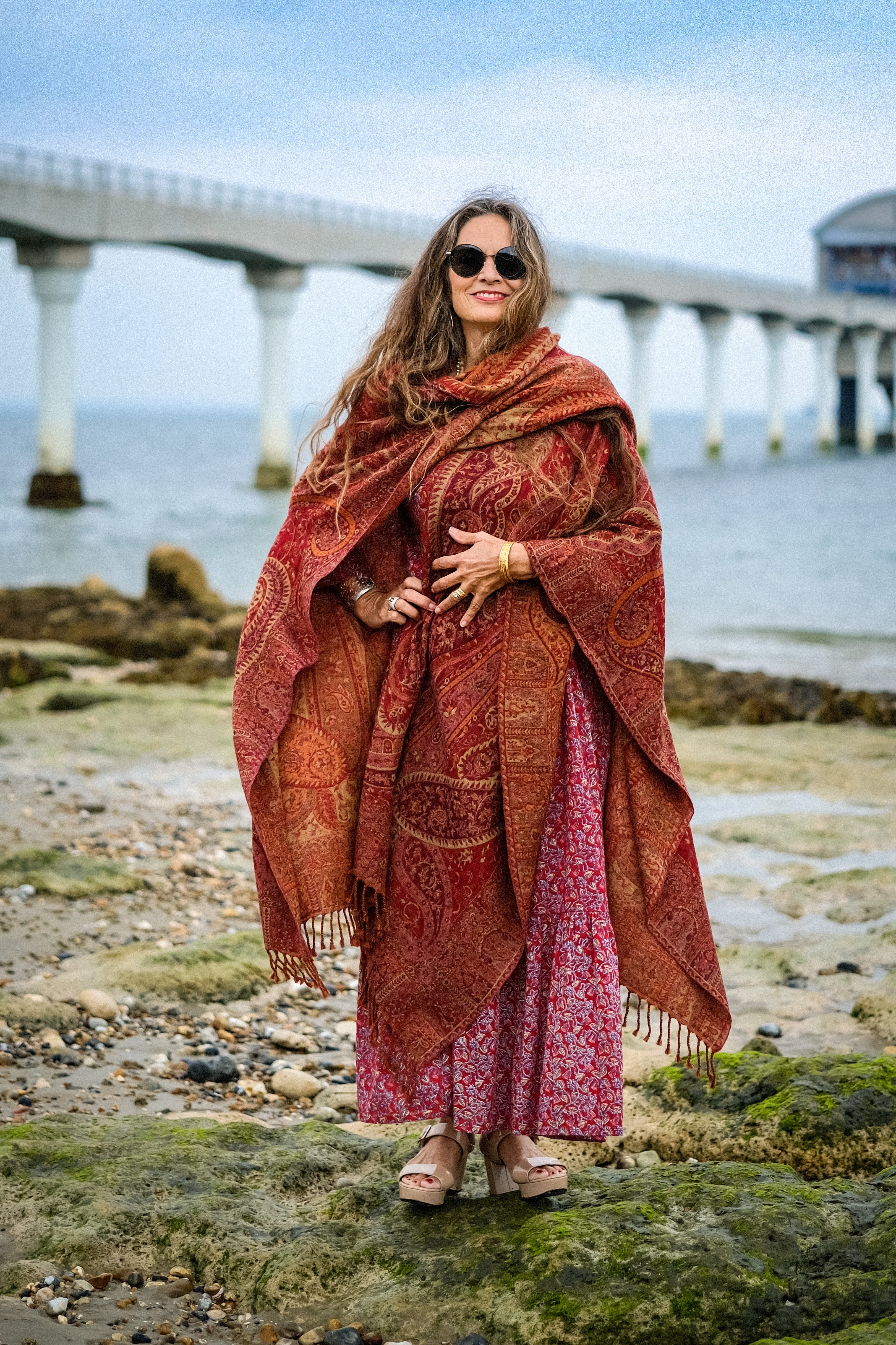 Medici Paisley Wool Wrap Poncho