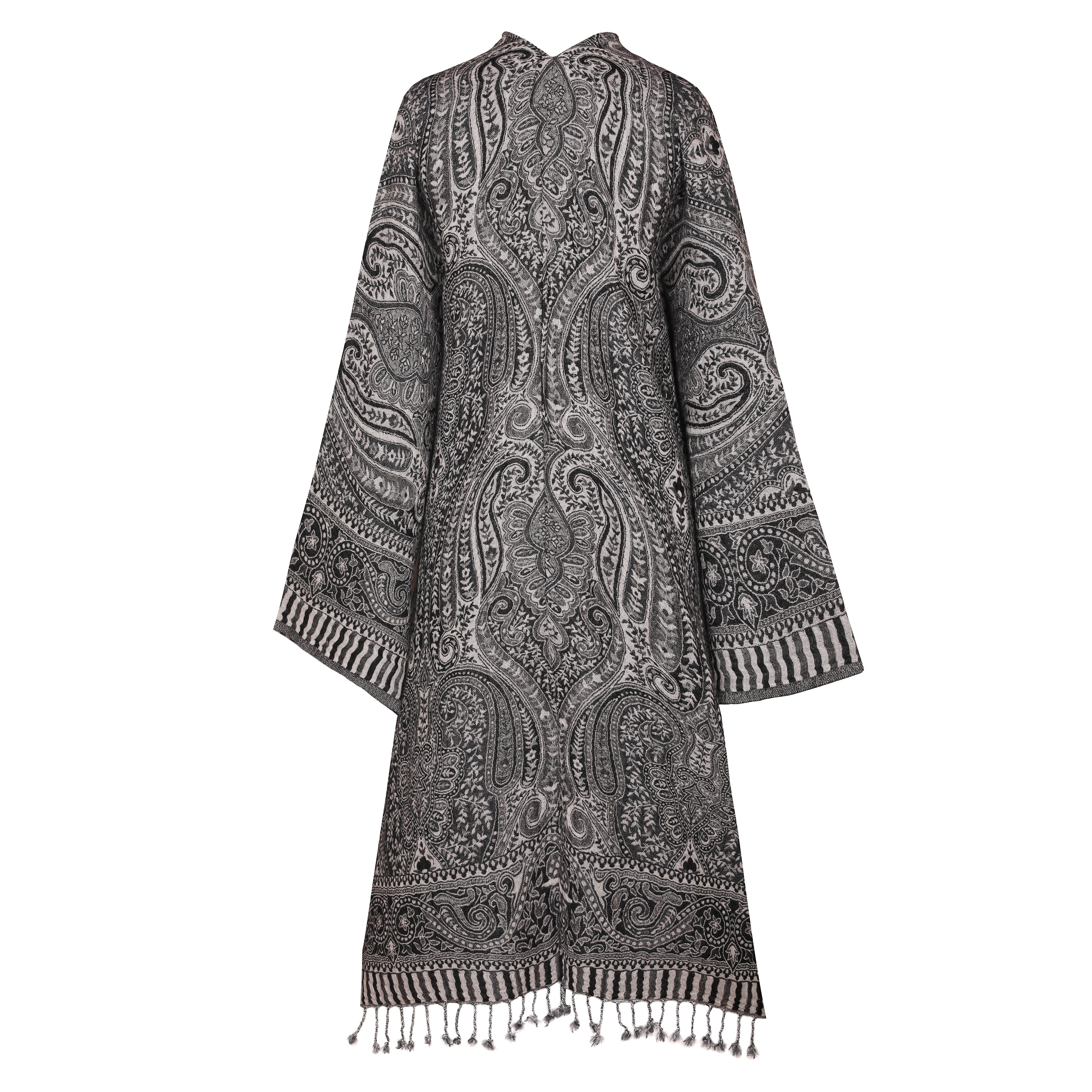 Piccadilly Paisley Black and Grey Kimono Coat Boiled Wool STORE CREDIT