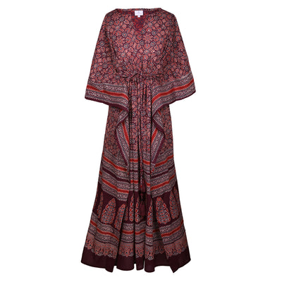 Plum Petals Maxi Kaftan Dress