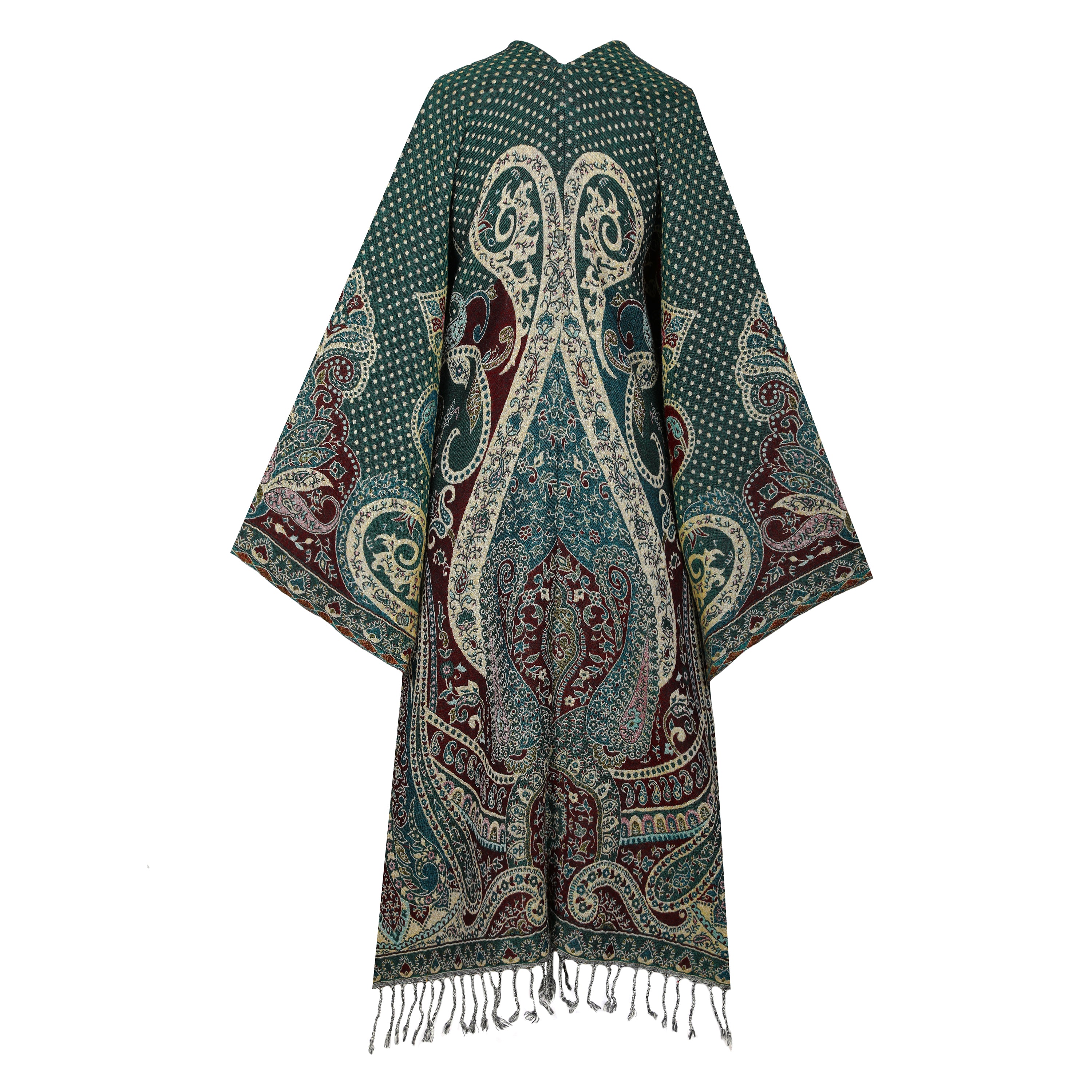 Forest Green Paisley and Polka Dot Kimono Coat ONLY ONE AVAILABLE