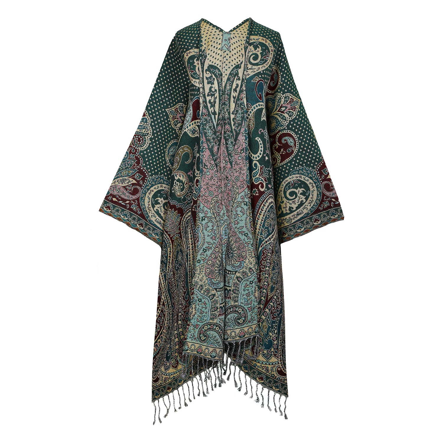 Forest Green Paisley and Polka Dot Kimono Coat ONLY ONE AVAILABLE