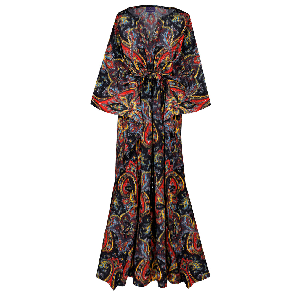 Prima Donna Paisley Italian Silk Midi Kaftan Dress