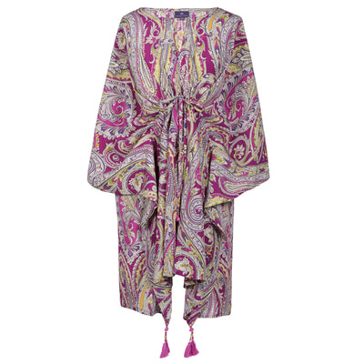 Purple Principessa Italian Silk Short Kaftan Dress
