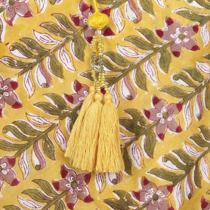Rangoli Yellow Floral Short Kaftan