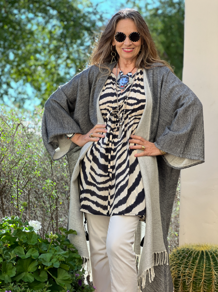 Charcoal Boiled Wool Kimono Coat