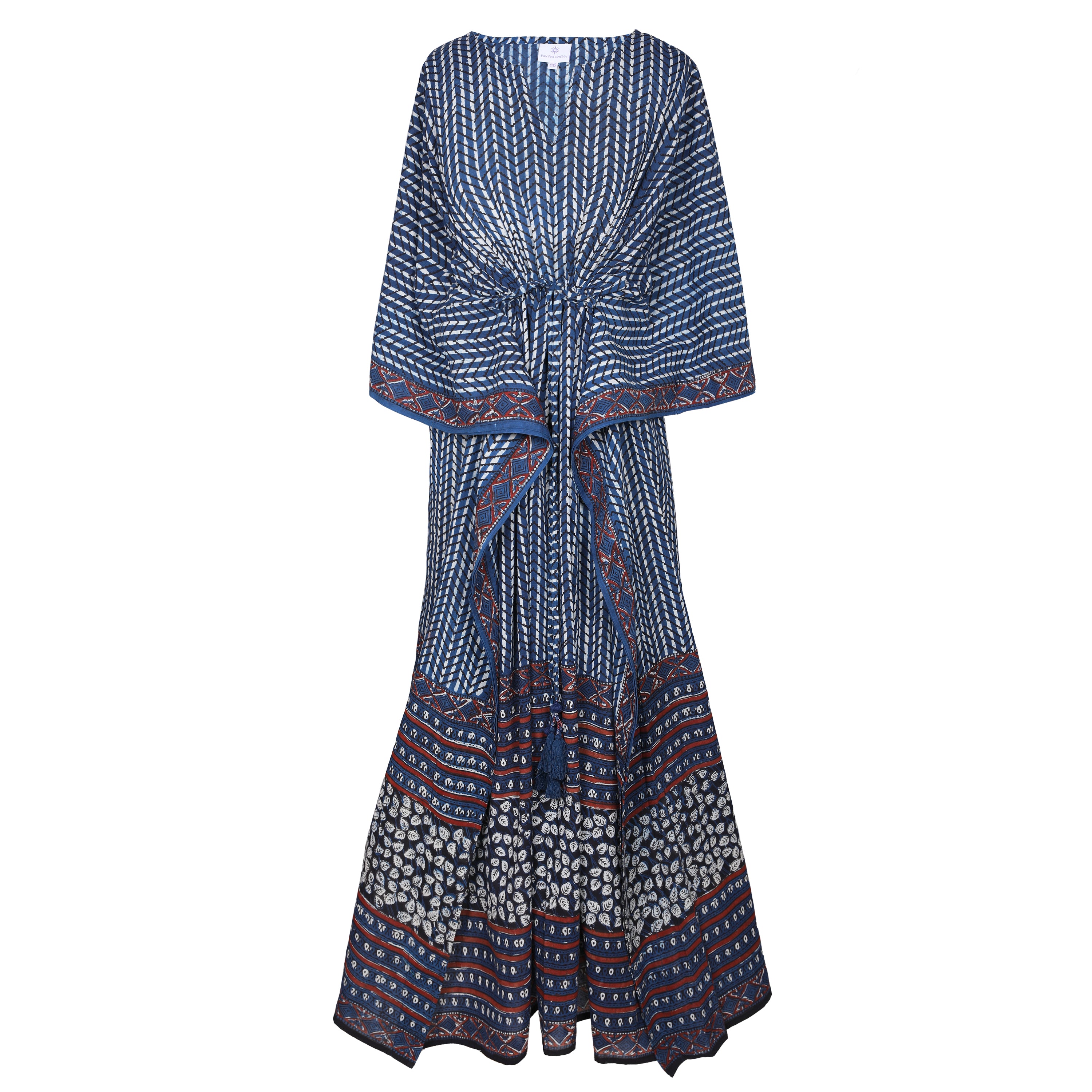 Sirena Indigo Maxi Kaftan Dress Natural Dyes