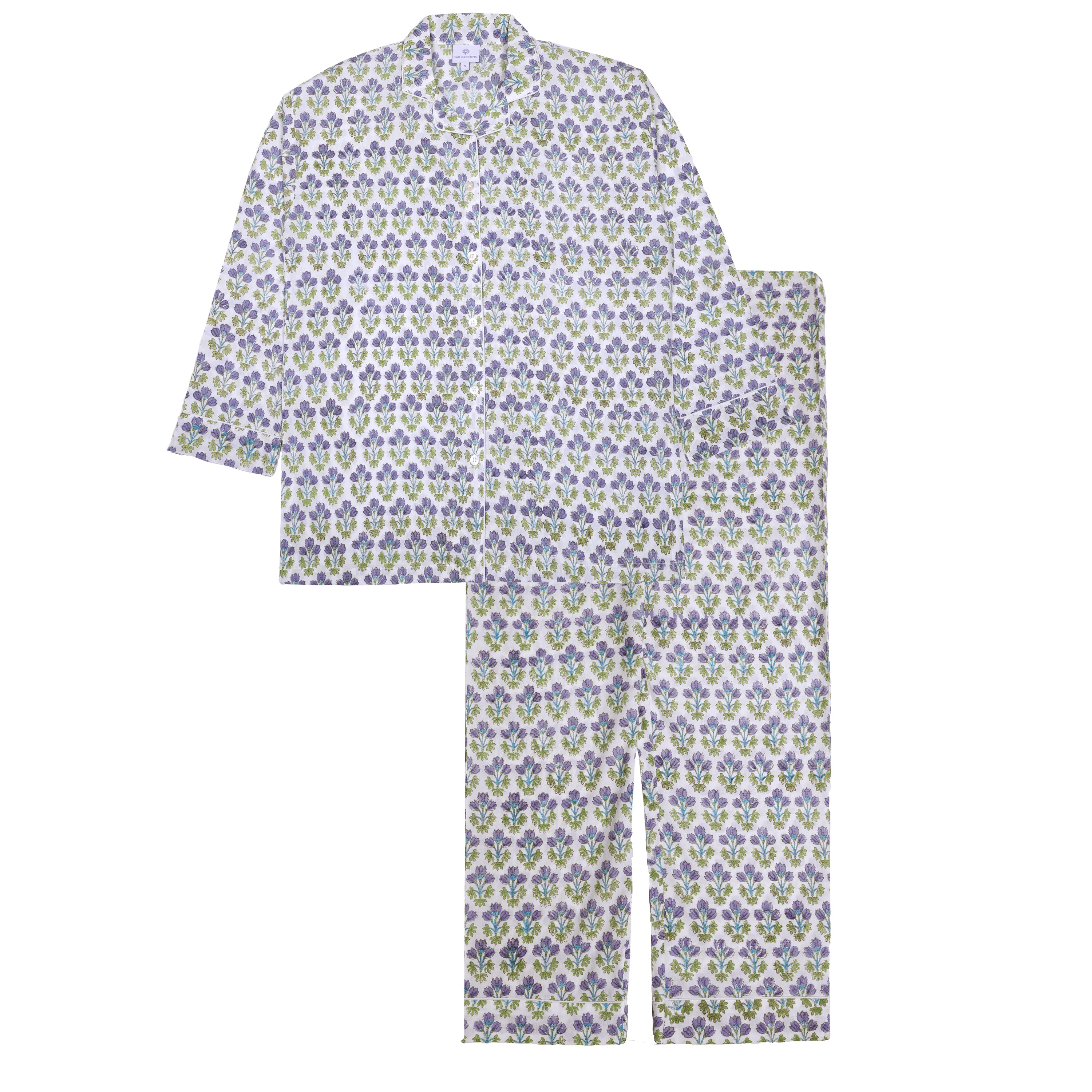 Teresa Lavendar Cotton Floral Pajamas Long Sleeve