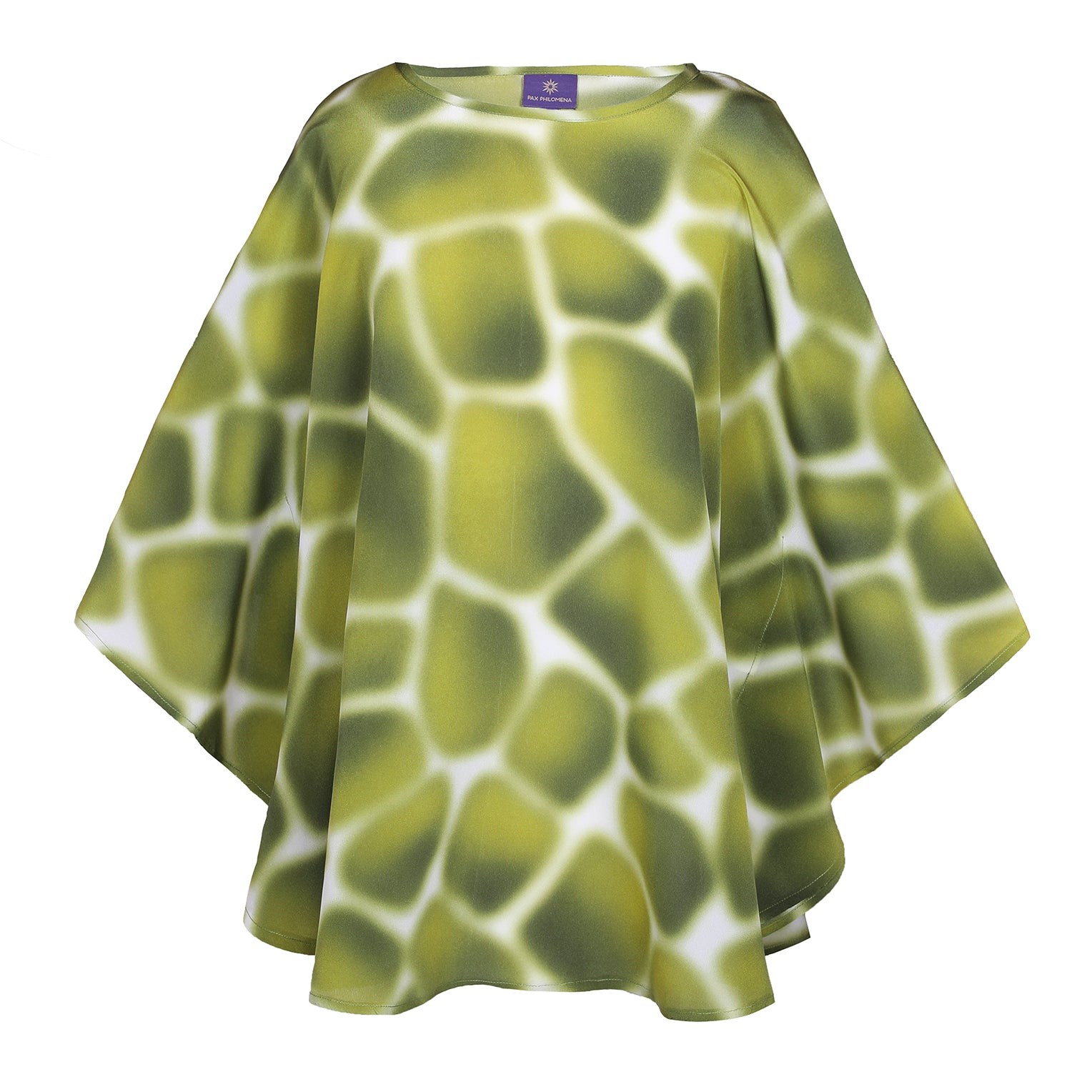 Zirafa Giraffa Oliva Italian Silk Poncho