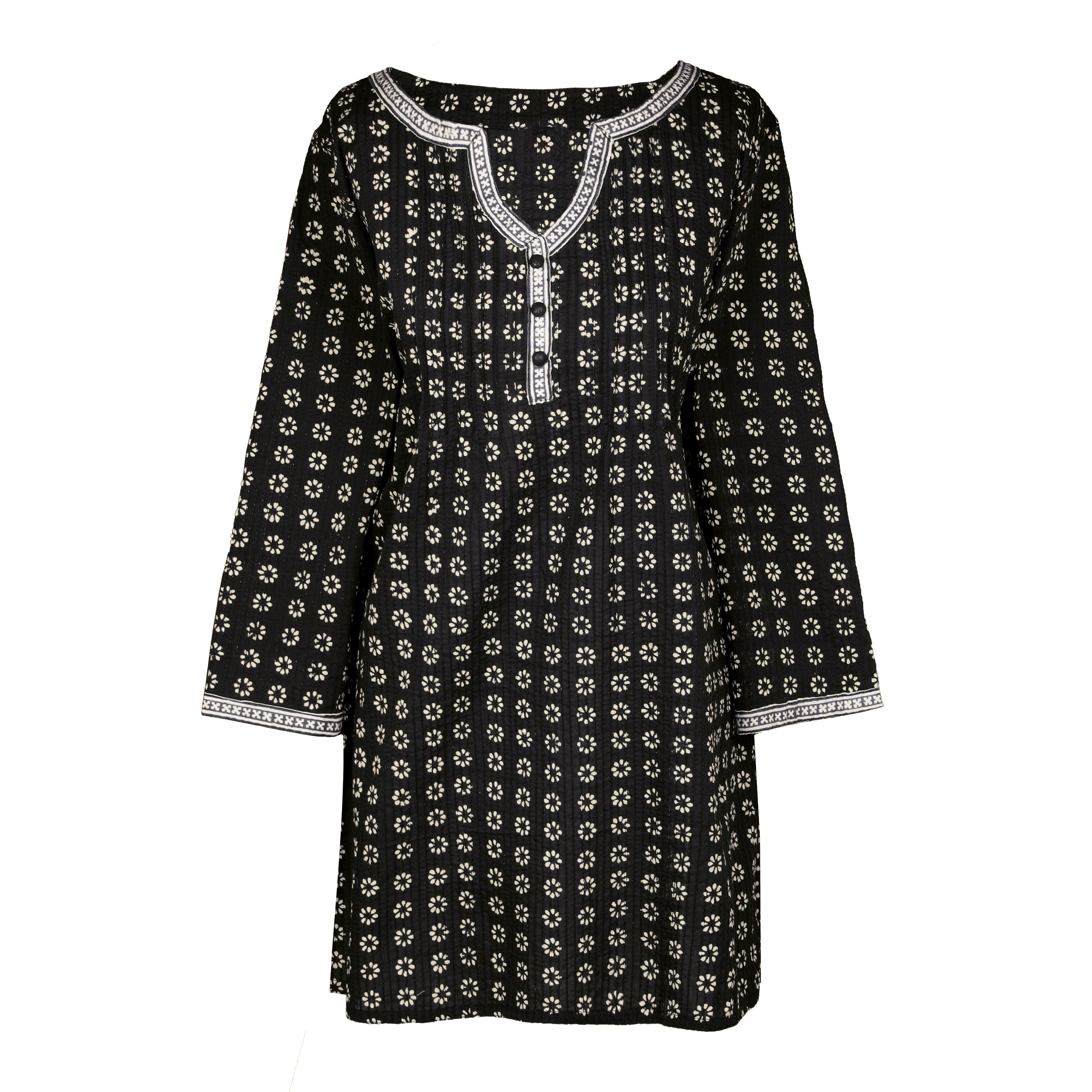 Manisha Black Hand Printed Cotton Tunic