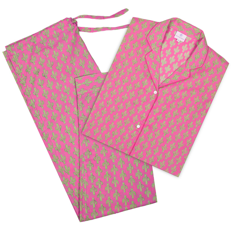 Prickly Pax Pink Cactus Pajamas Long Sleeve