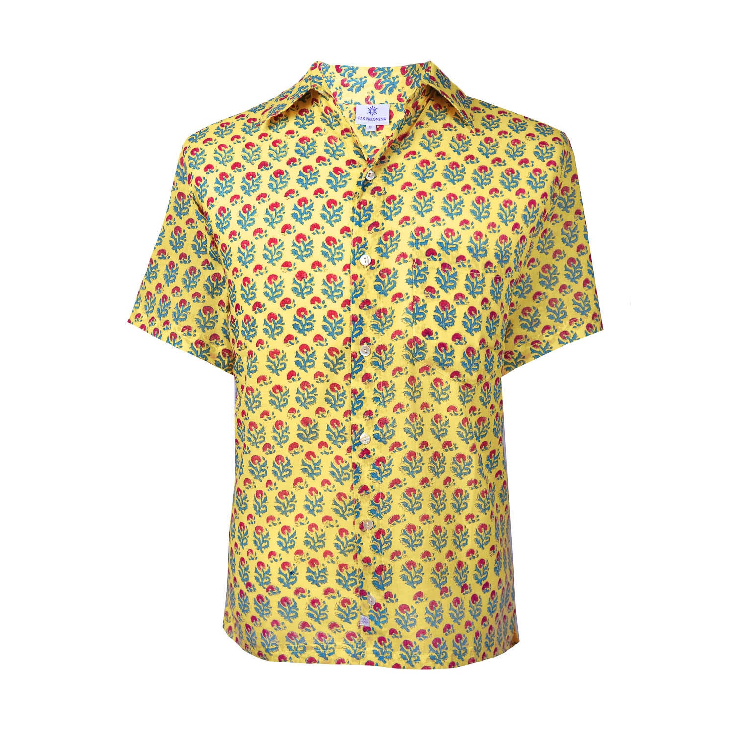 Jaipur Yellow Short Sleeve Men's Button Up Shirt